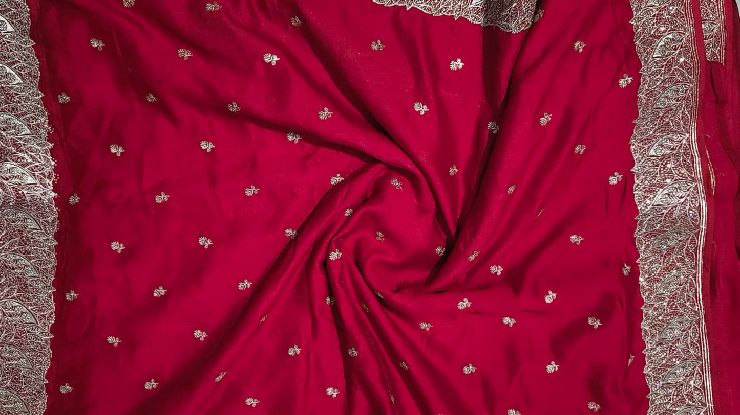 Red fancy designer saree