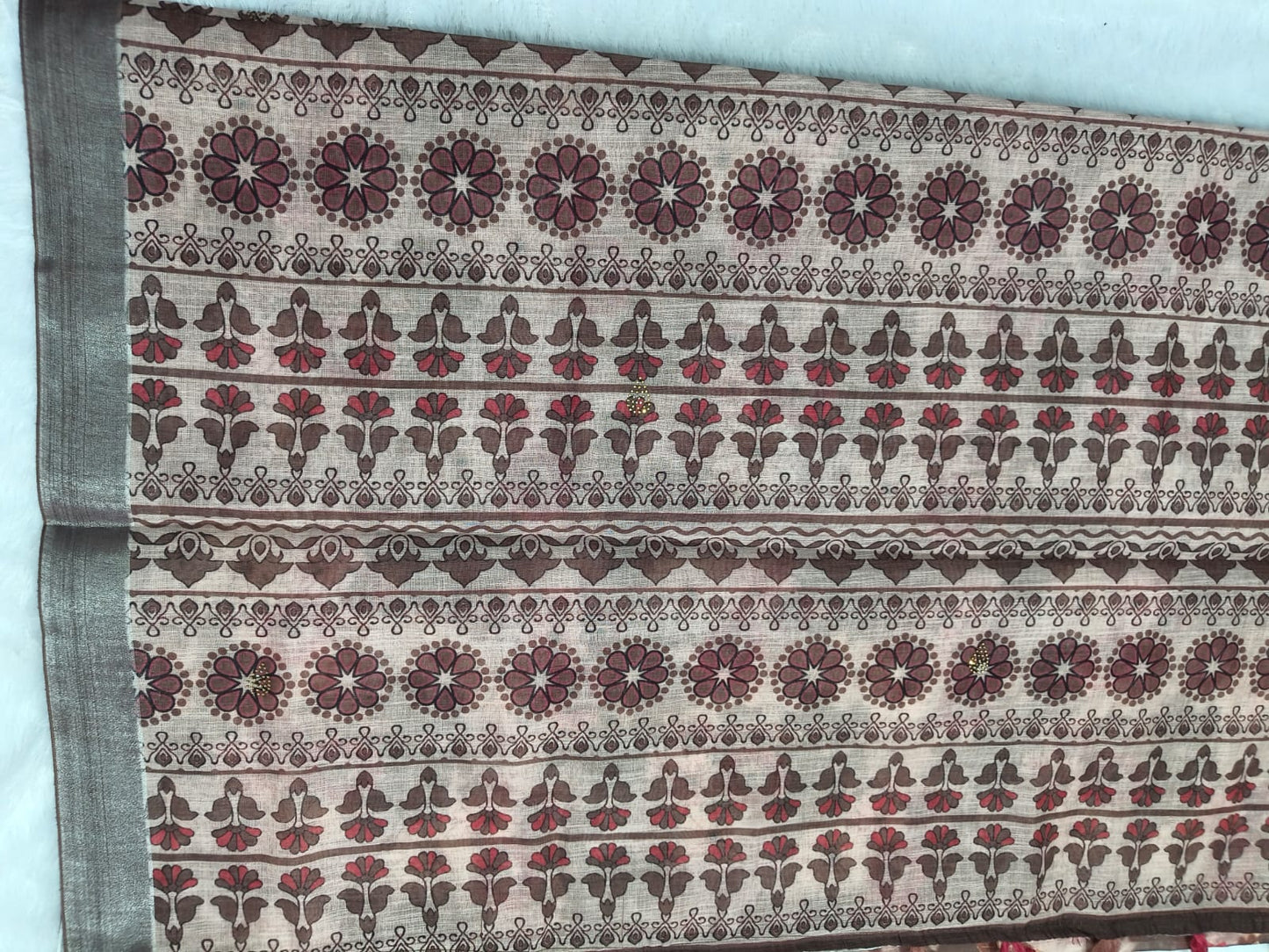 Premium cotton linen sarees with stones