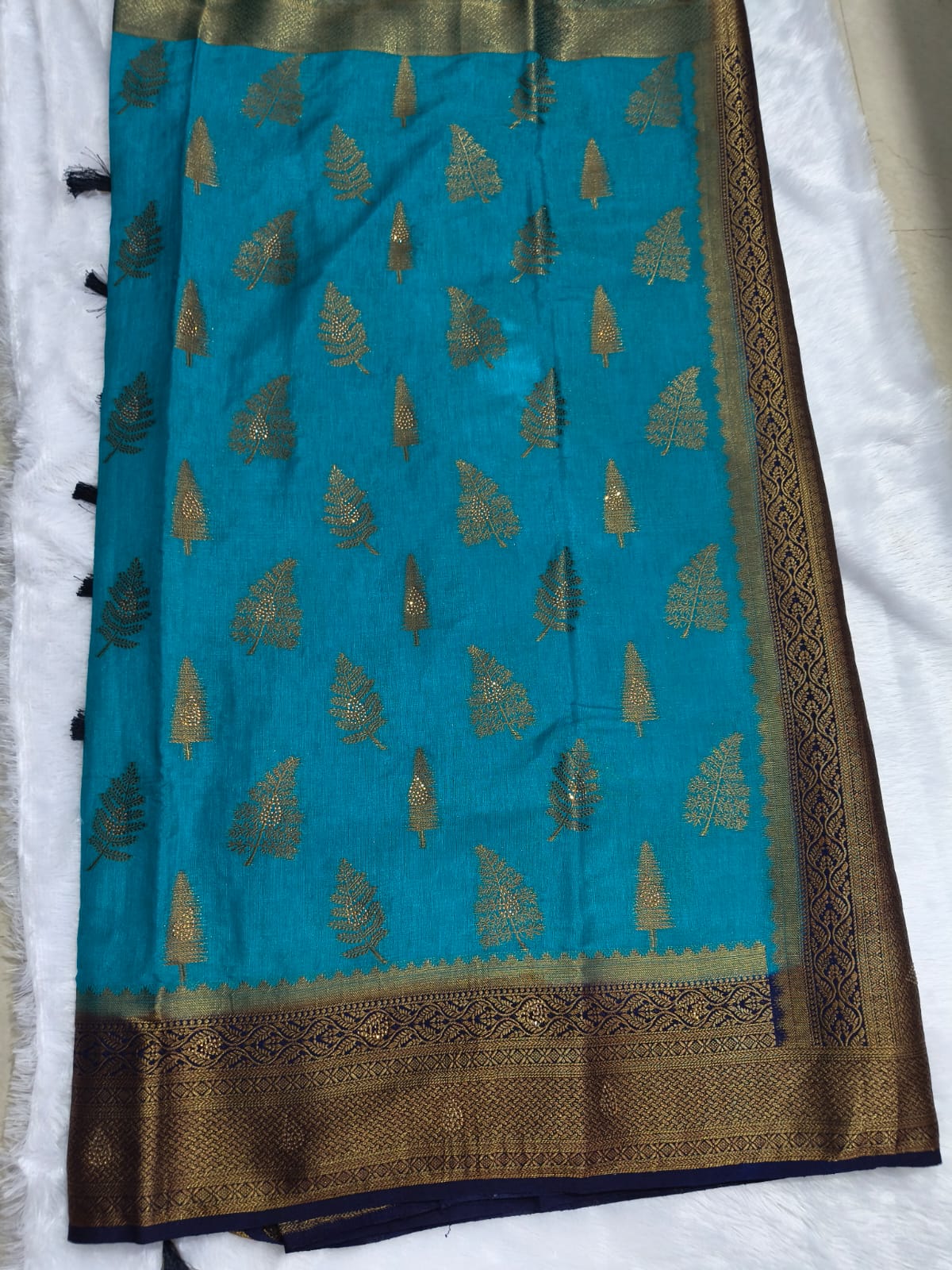 Premium antic zari linen cotton saree with stones
