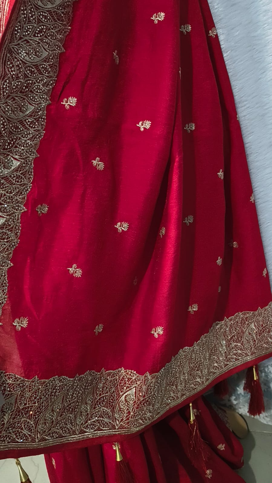 Red fancy designer saree