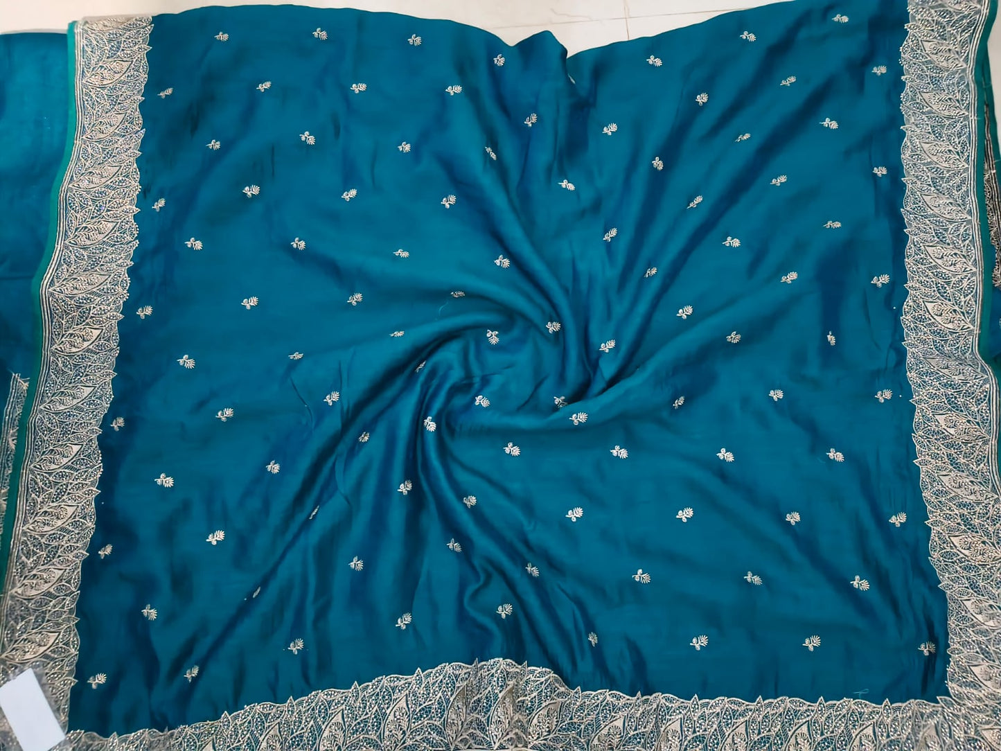 Peocock green fancy designer saree