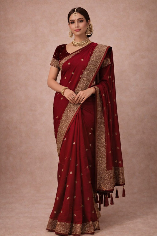 Red fancy designer saree