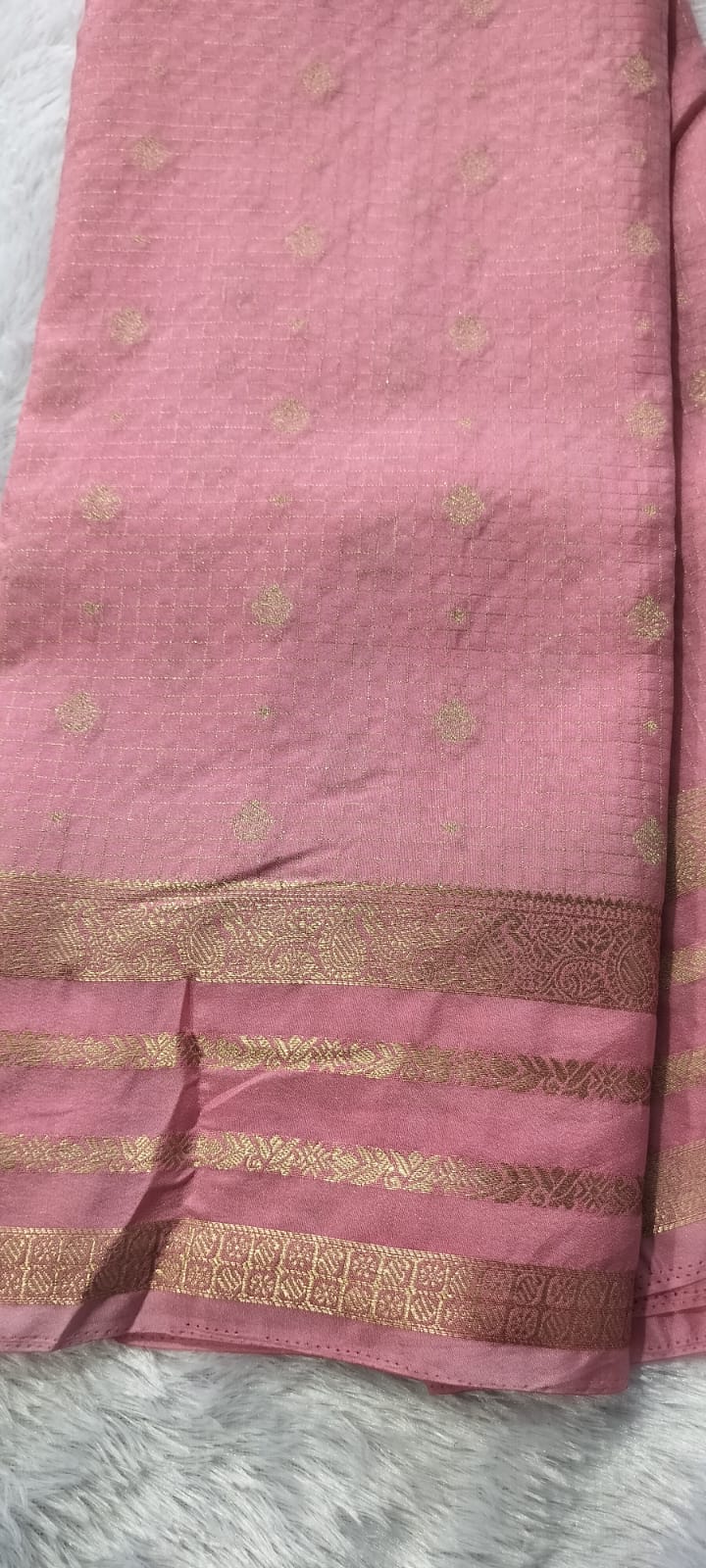 Crape silk with rich pallu
