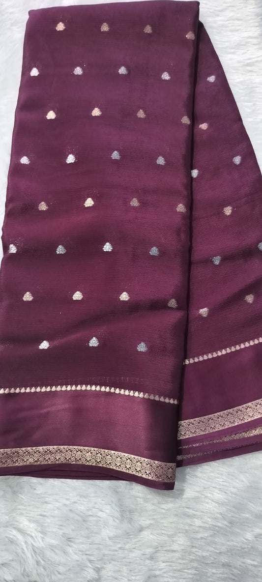 Premium Soft Viscose  Butti saree[chinnon georgette]