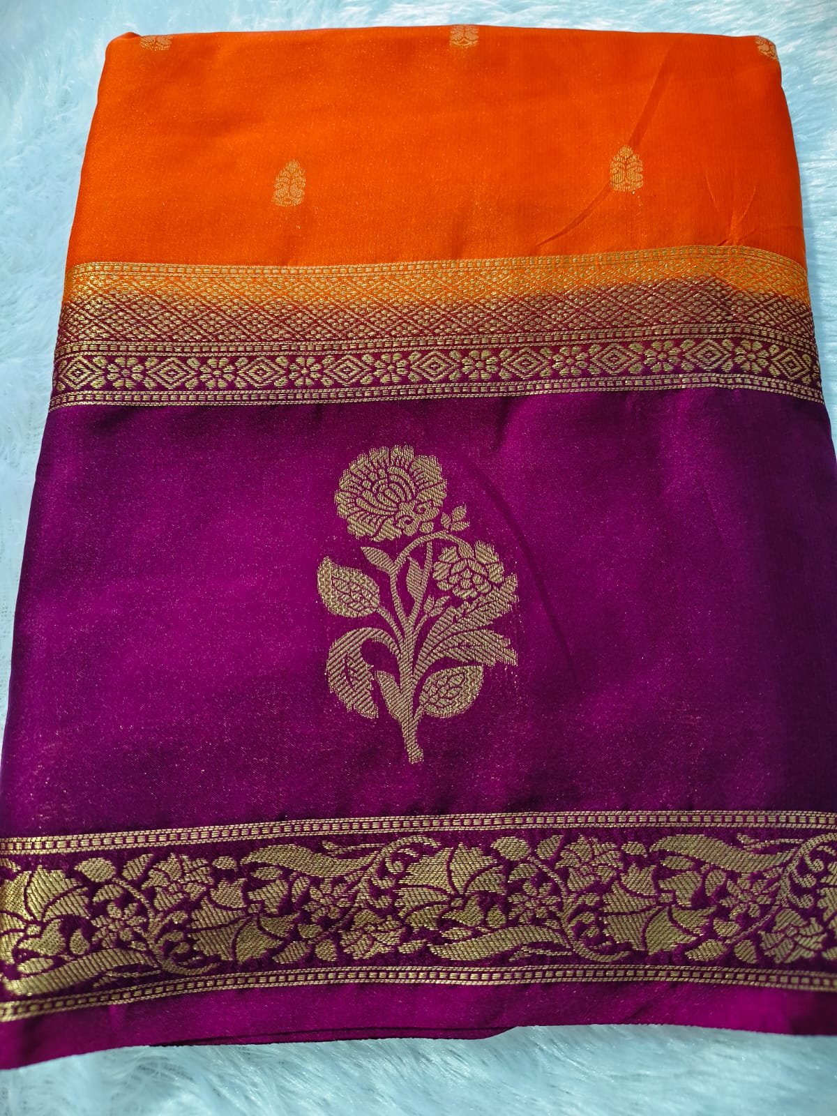 Premium Semi Crape silk with butti