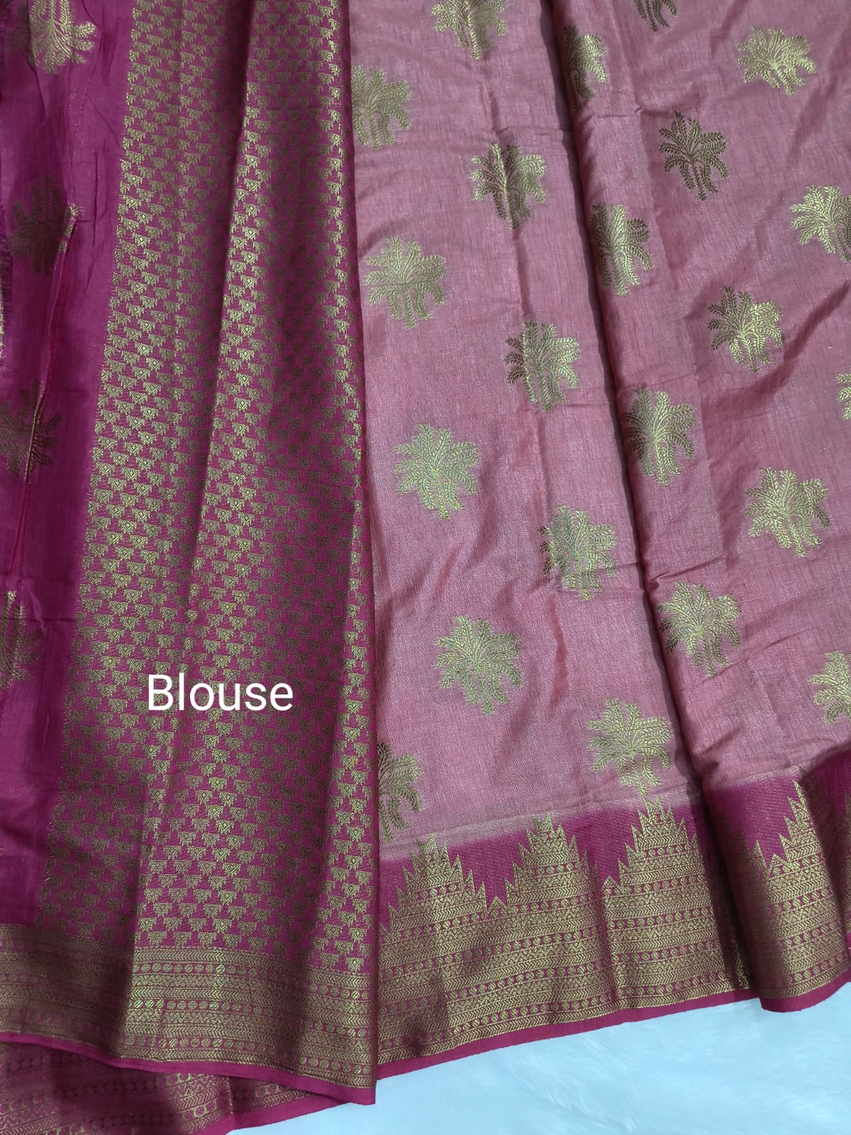 Premium antic zari linen cotton saree with stones