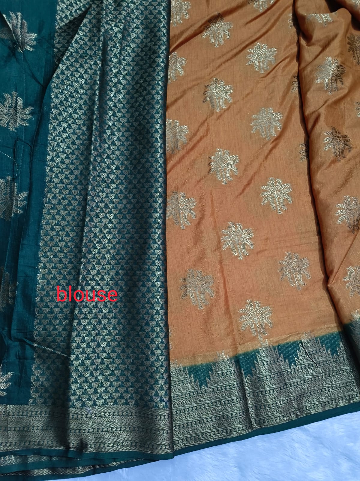 Premium antic zari linen cotton saree with stones