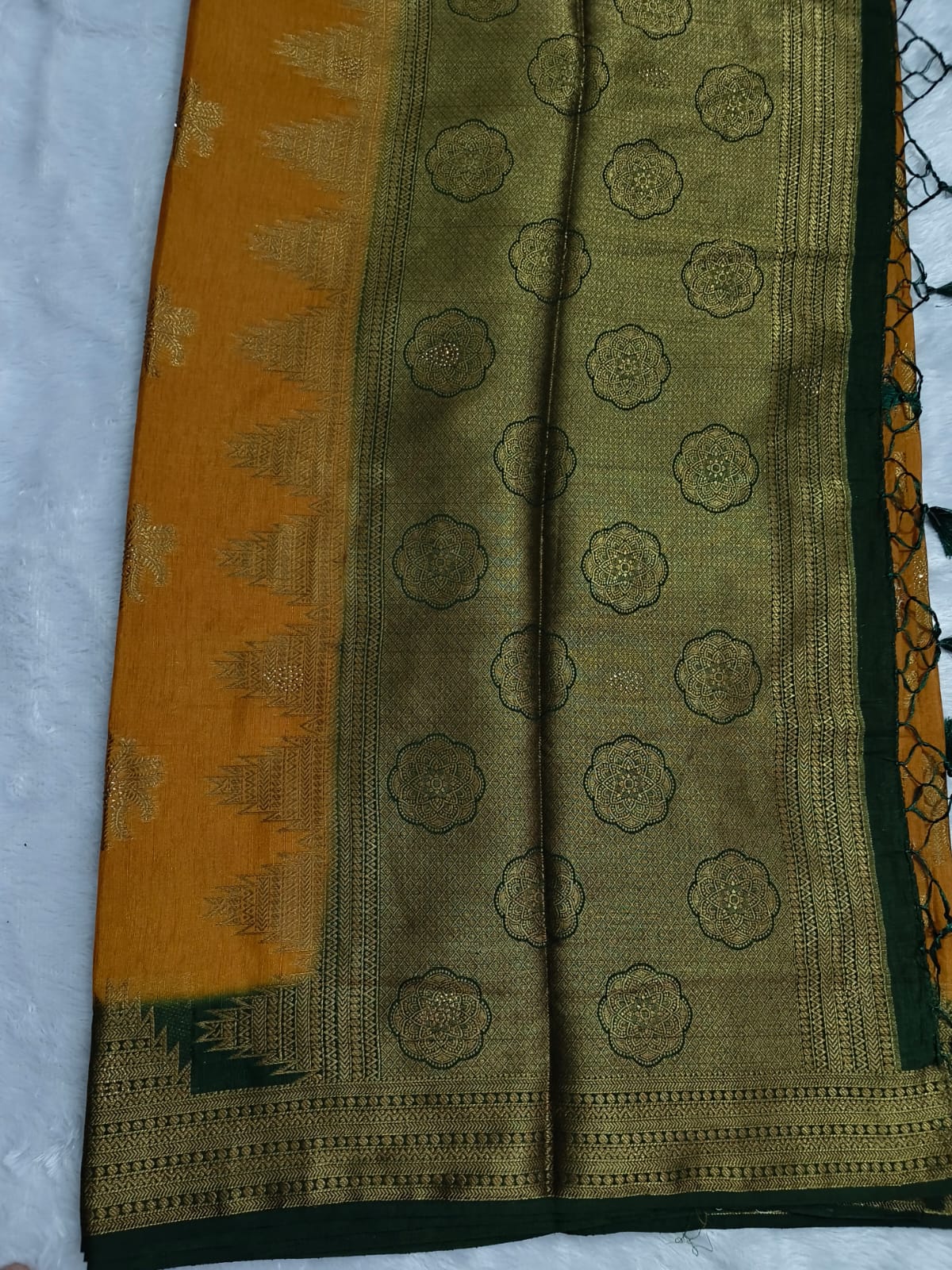 Premium antic zari linen cotton saree with stones