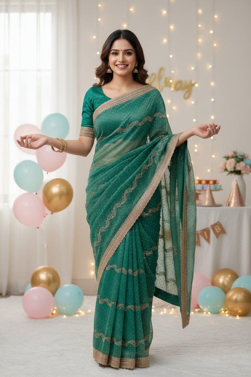 Premium soft organza fancy designer sarees