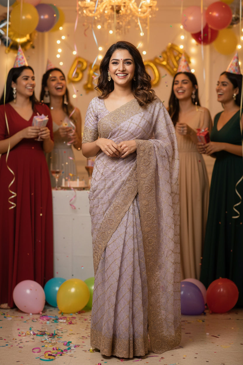 Premium soft organza fancy designer sarees