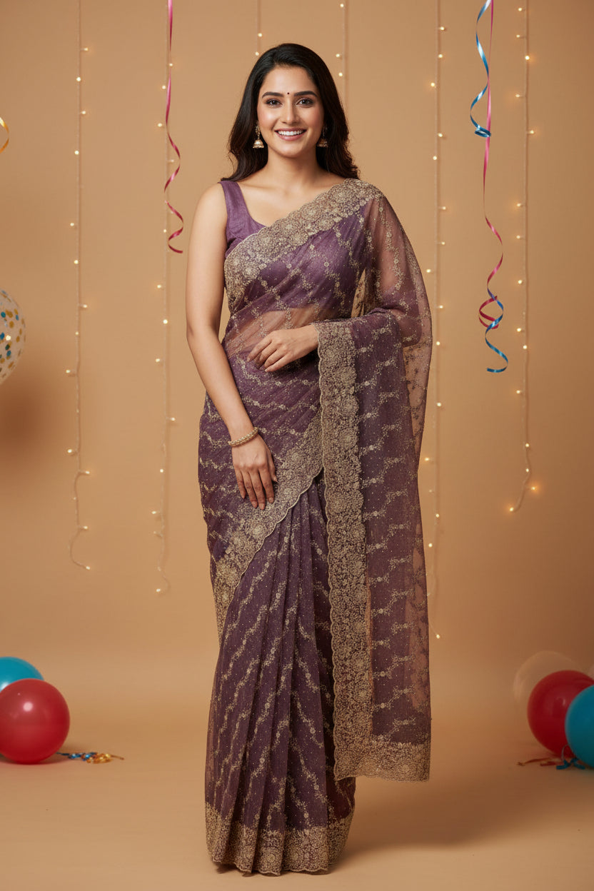 Premium soft organza fancy designer sarees