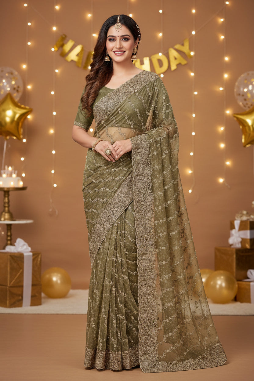 Premium soft organza fancy designer sarees