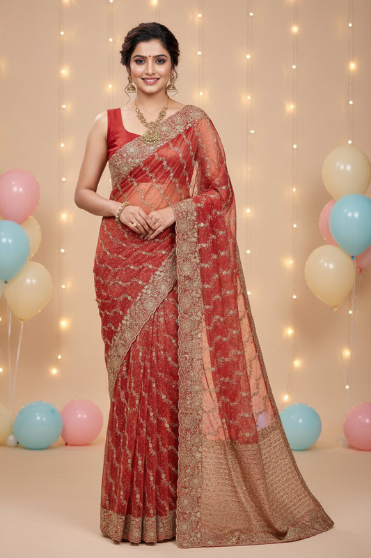 Premium soft organza fancy designer sarees