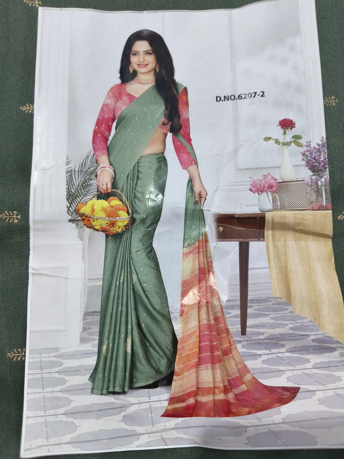 Premium radha pista green saree