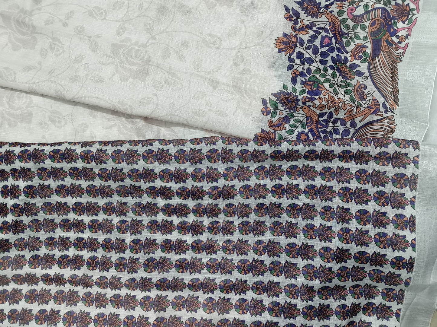 Premium cotton linen sarees with stones