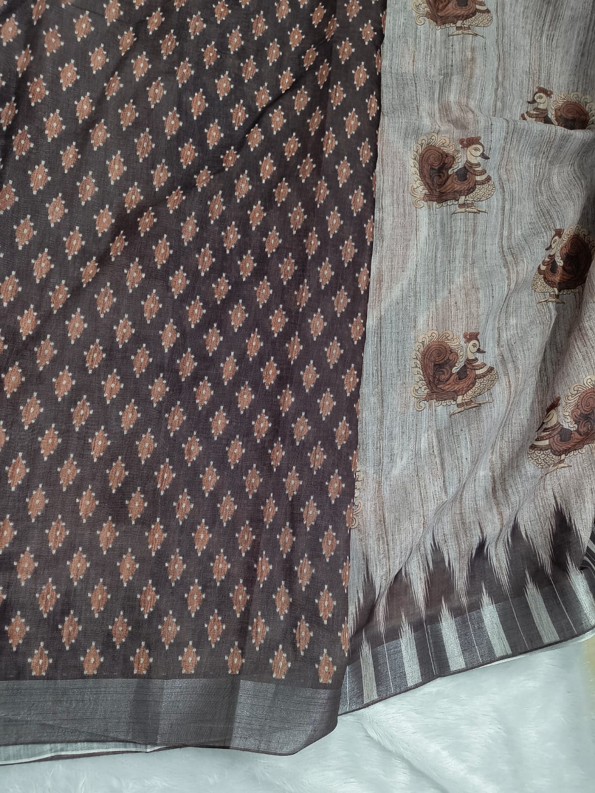 Premium cotton linen sarees with stones