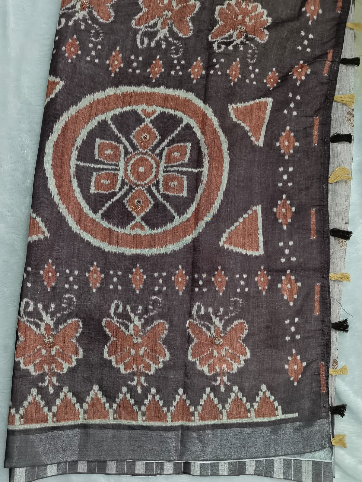 Premium cotton linen sarees with stones