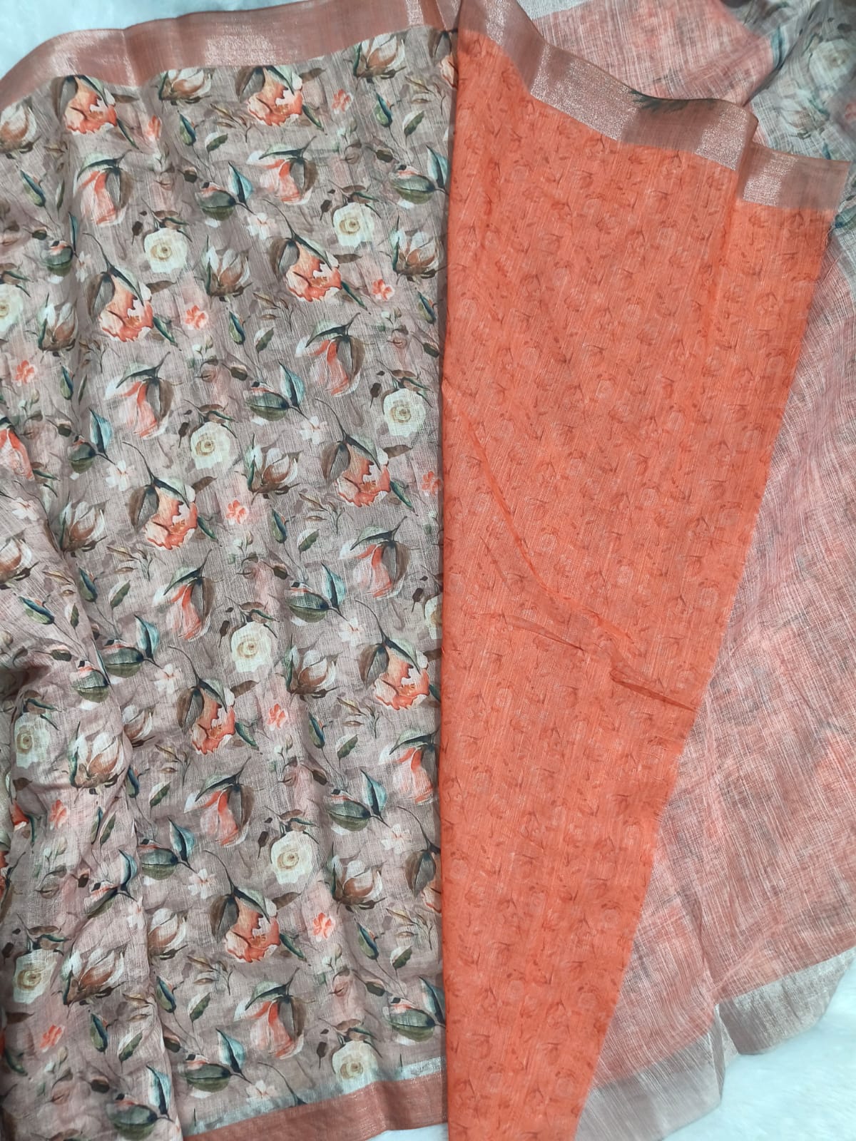 Premium cotton linen sarees with stones