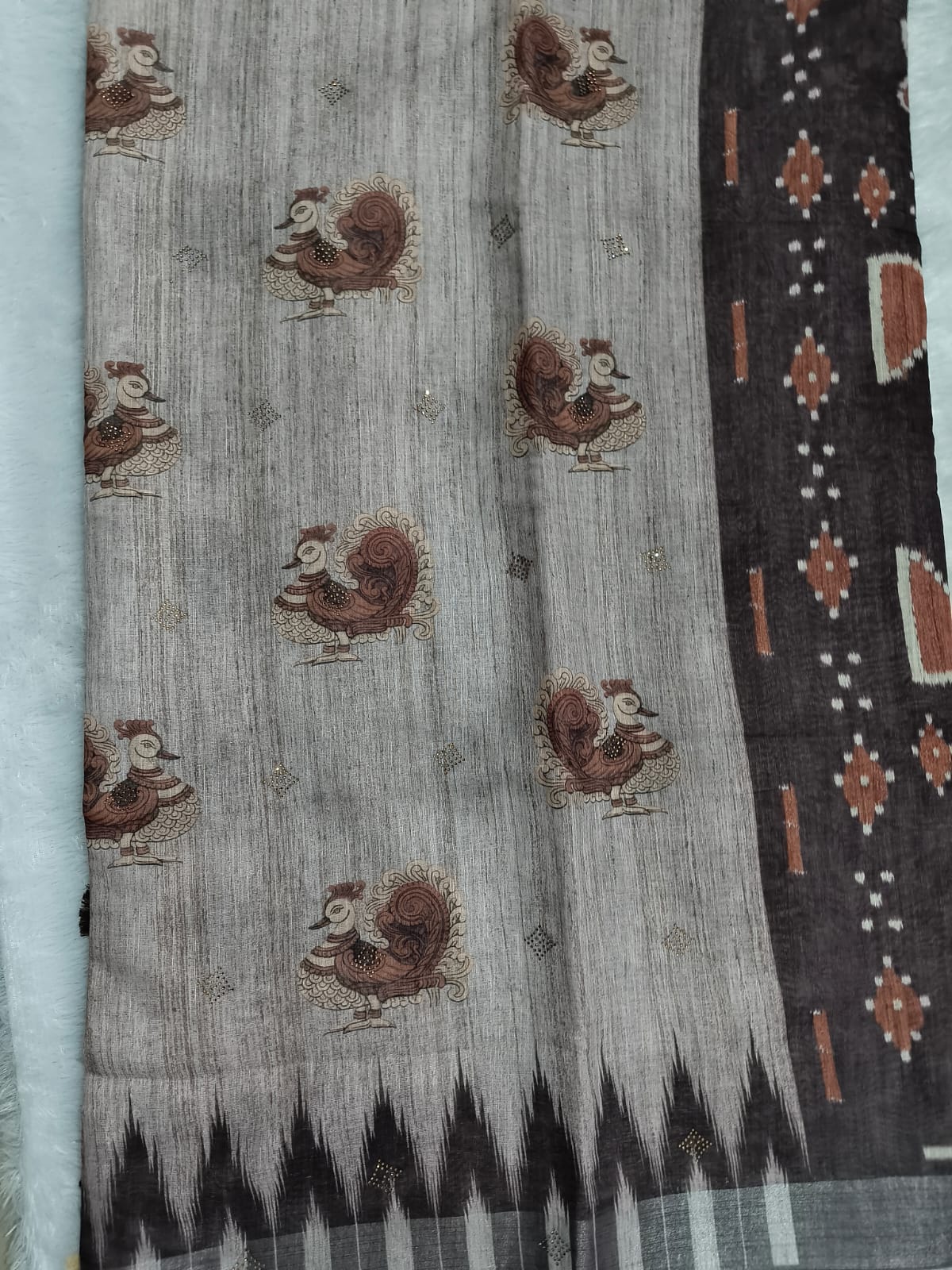 Premium cotton linen sarees with stones