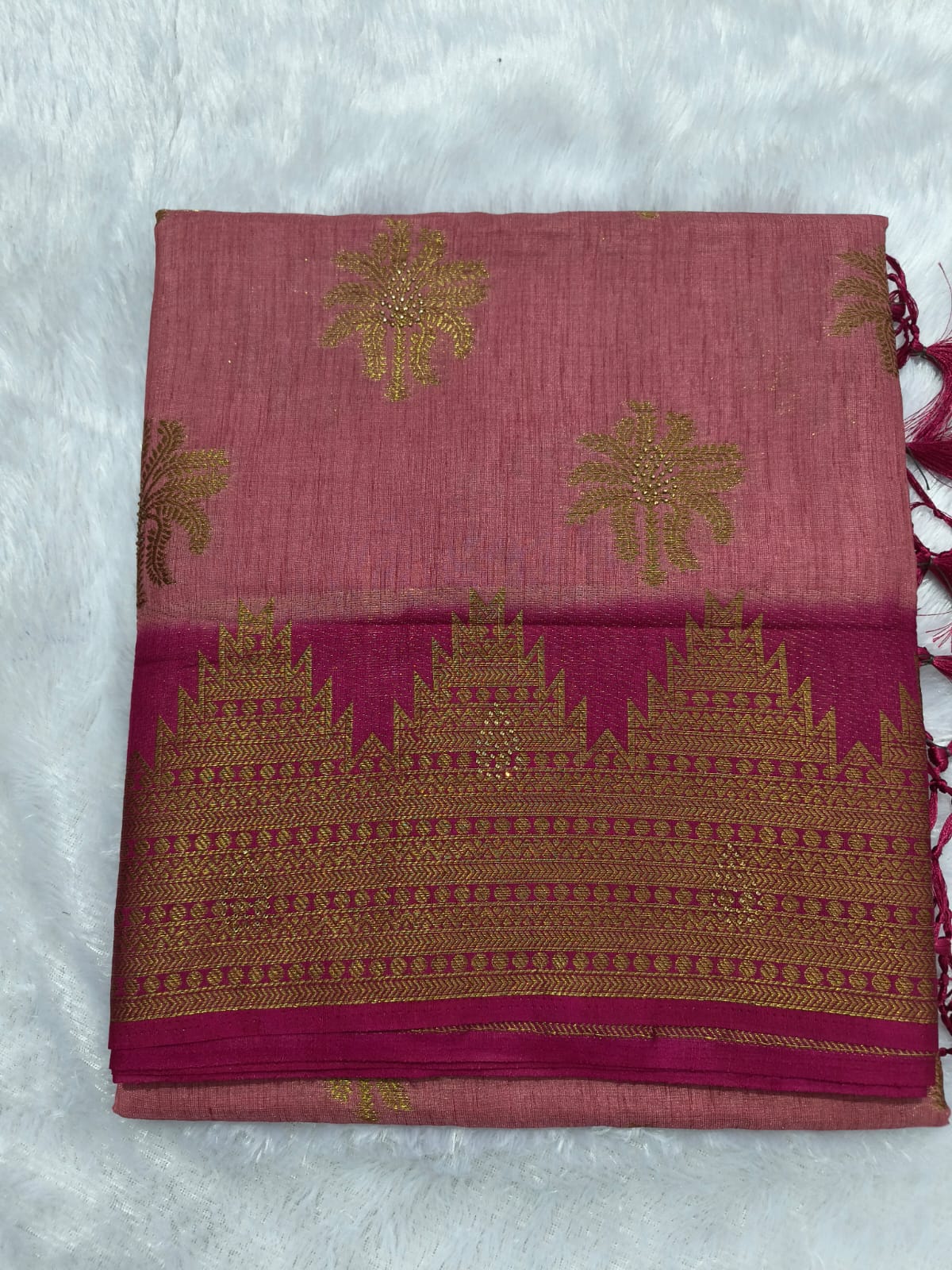 Premium antic zari linen cotton saree with stones