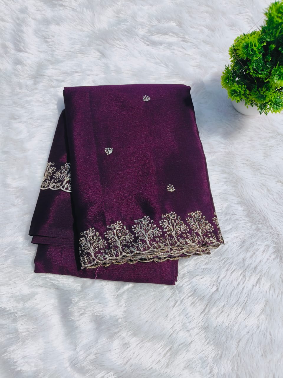 premium royal rose embriodery party wear saree