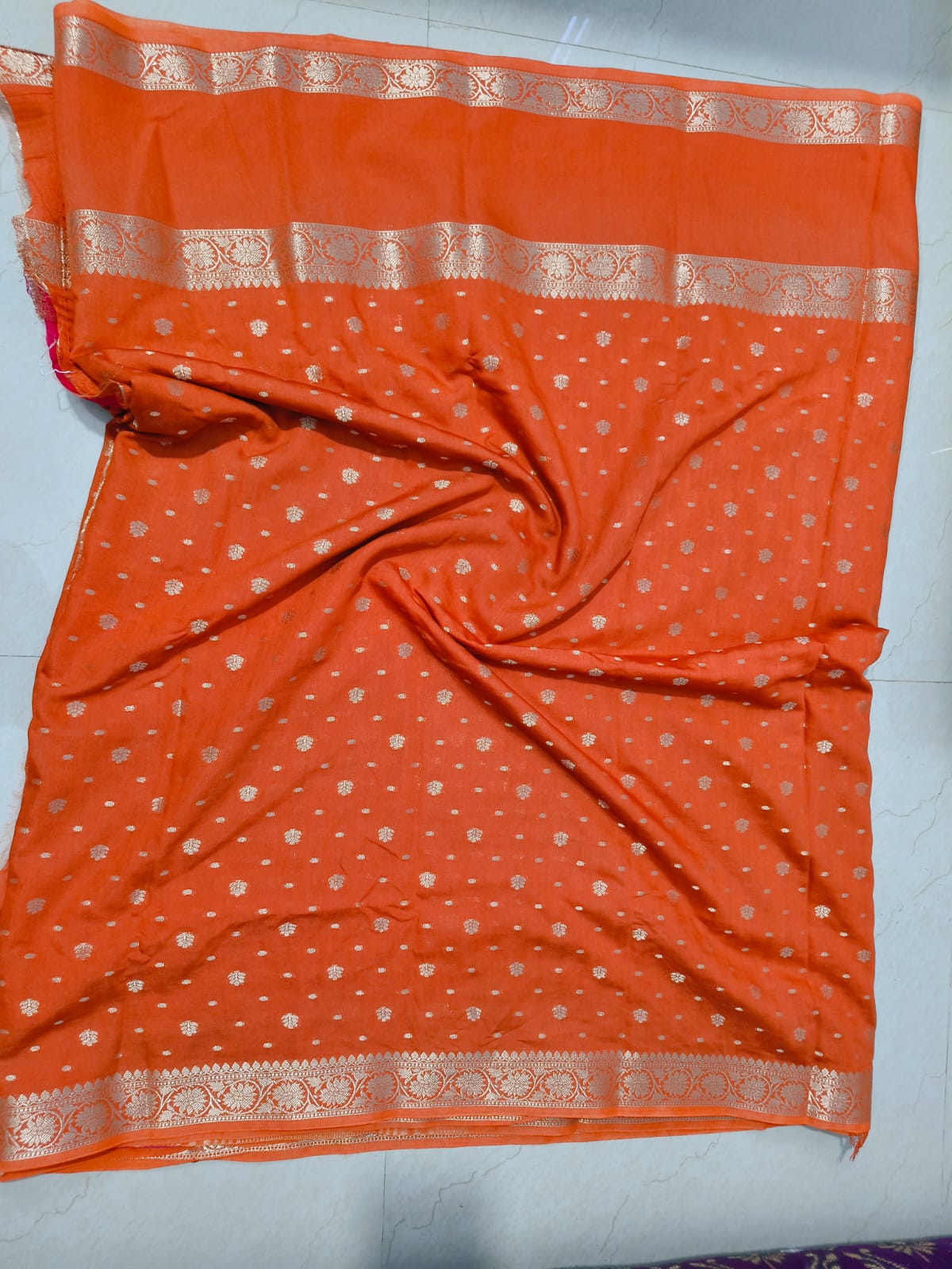 SEMI silk stripe bentex border with contrast blouse