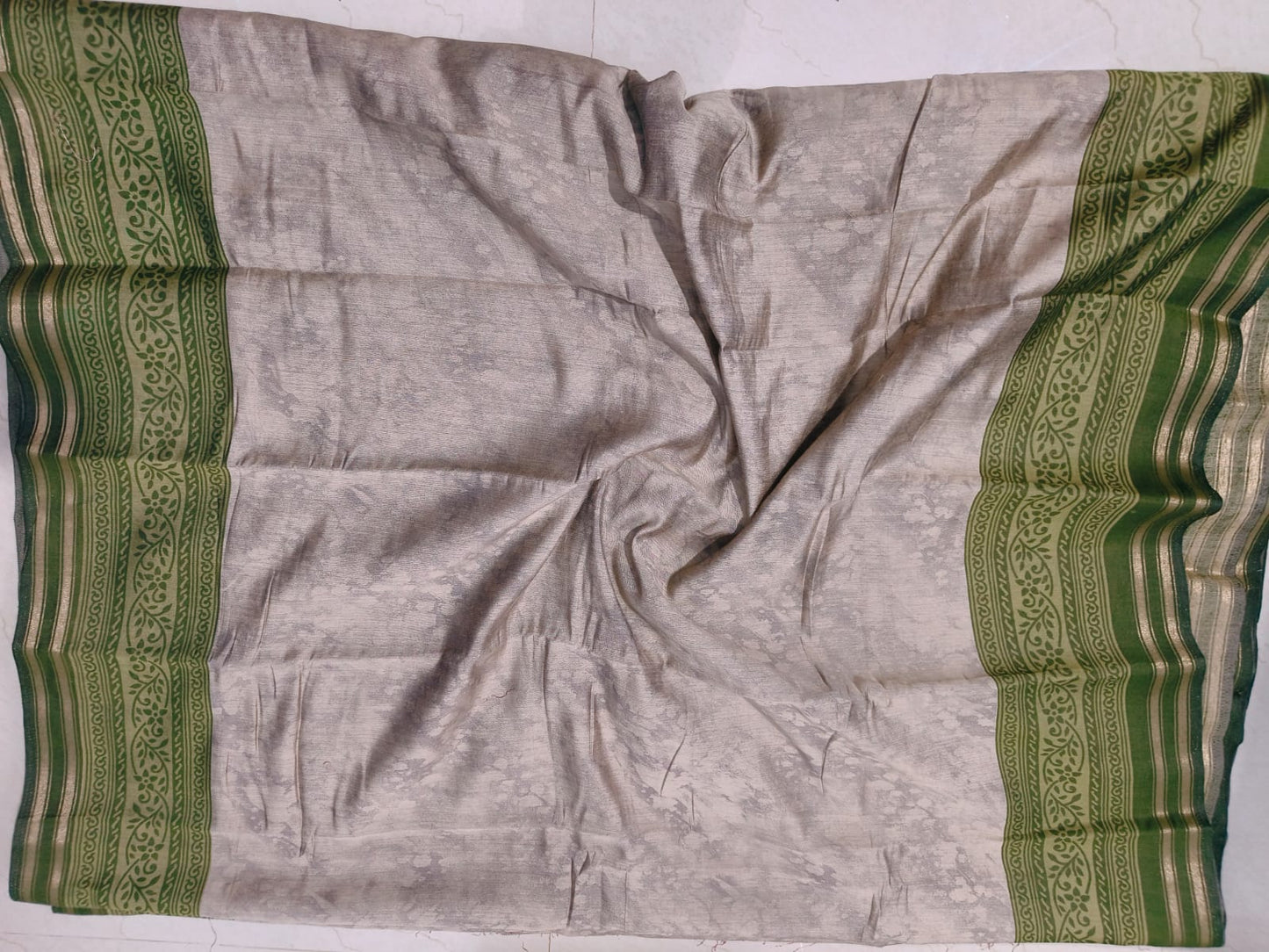 green and beige color weaving traditional saree