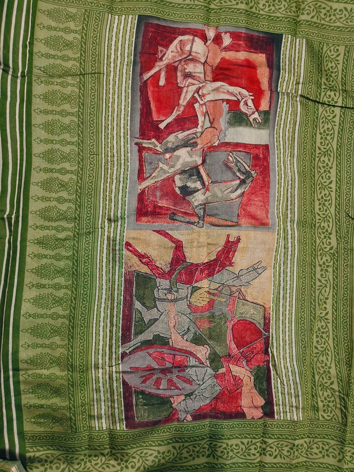 green and beige color weaving traditional saree