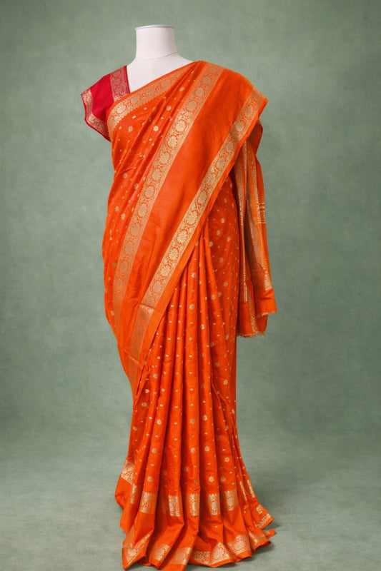 SEMI silk stripe bentex border with contrast blouse