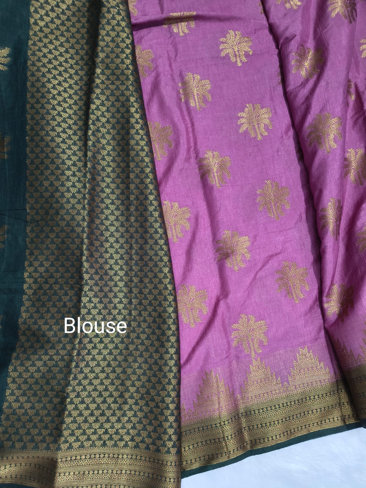 Premium antic zari linen cotton saree with stones