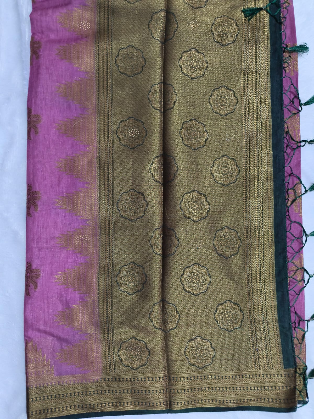 Premium antic zari linen cotton saree with stones