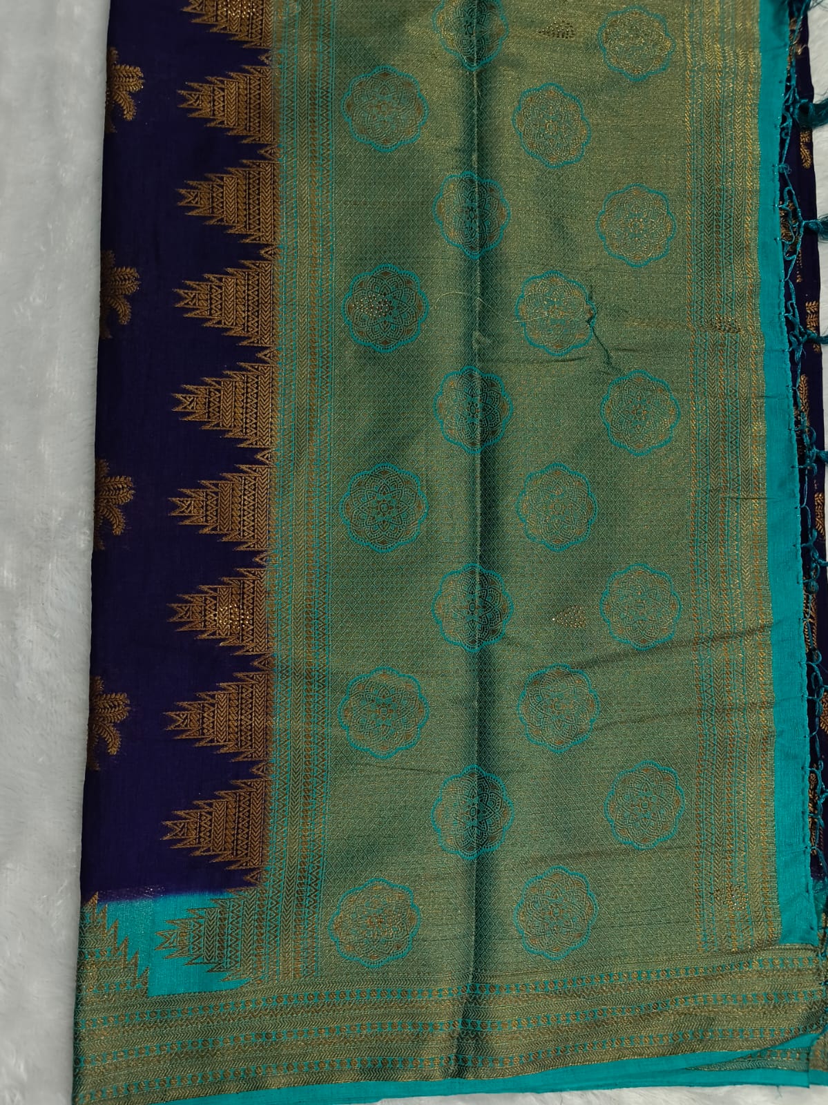 Premium antic zari linen cotton saree with stones